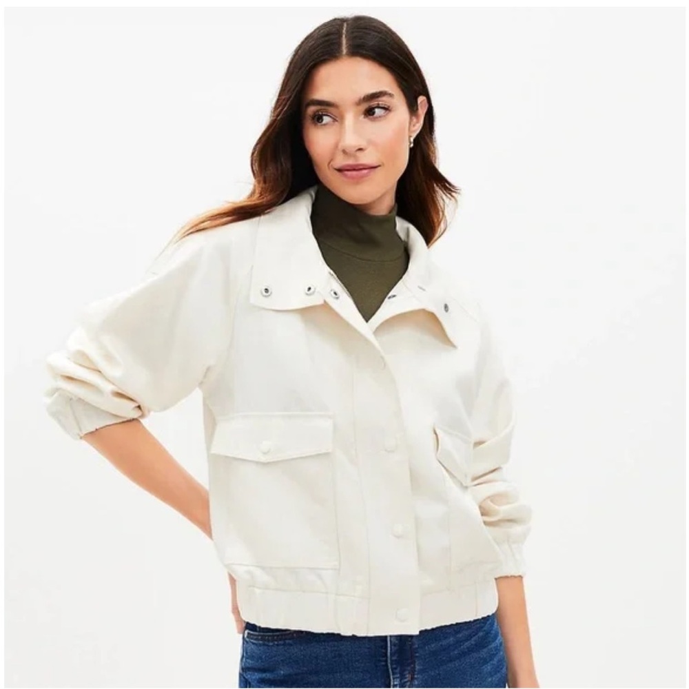 LOFT Women's Off-White Bomber Jacket